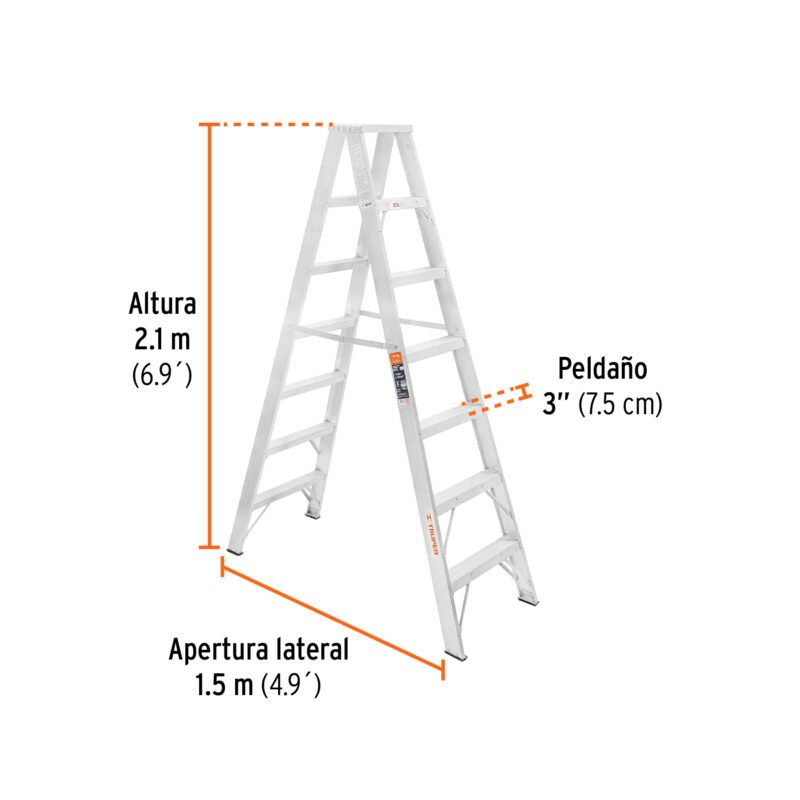 ESTD-26FC1.jpg Código: 10497 Escalera de tijera doble, tipo ll, 6 escalones, Truper ESTD-26