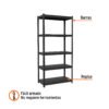 Código: 58003 Estante metálico 5 repisas capacidad 80 Kg,180x45x85, TRUPER ESTM-545