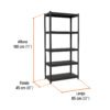 Código: 58003 Estante metálico 5 repisas capacidad 80 Kg,180x45x85, TRUPER ESTM-545