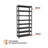 Código: 58001 Estante metálico 8 repisas capacidad 80 Kg,180x30x85, TRUPER ESTM-830