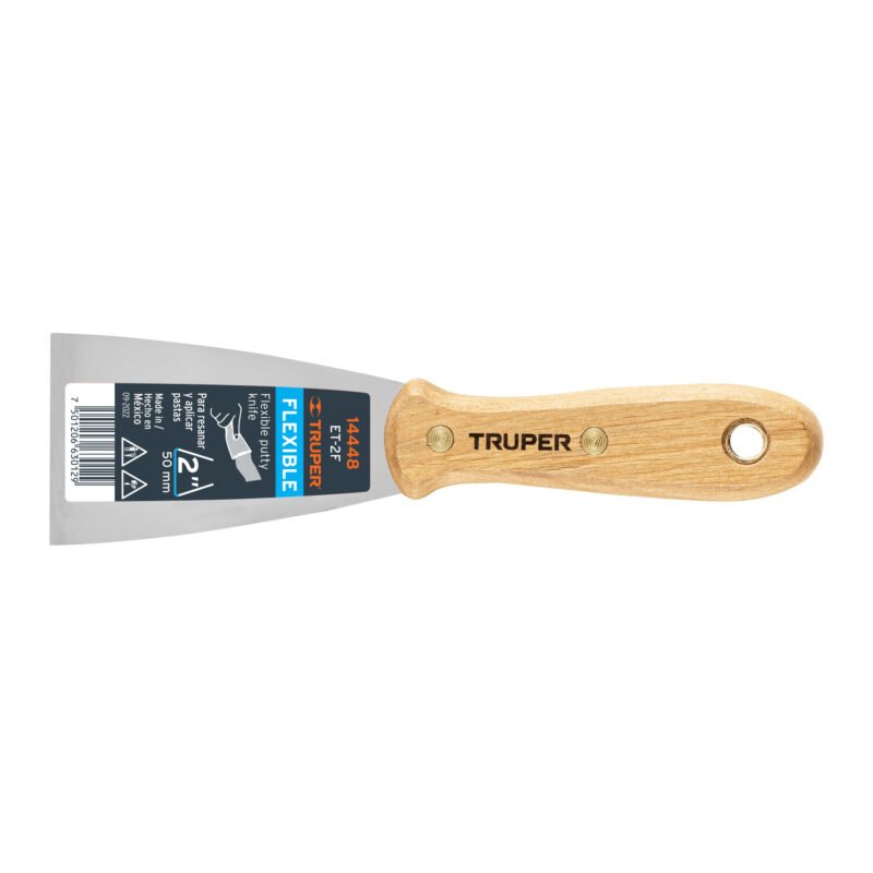 ET-2F.jpg Código: 14448 Espátula flexible 2' con mango de madera, Truper ET-2F