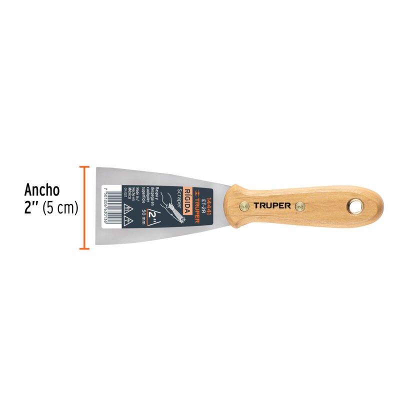 Código: 14441 Espátula rígida 2' con mango de madera, Truper ET-2R