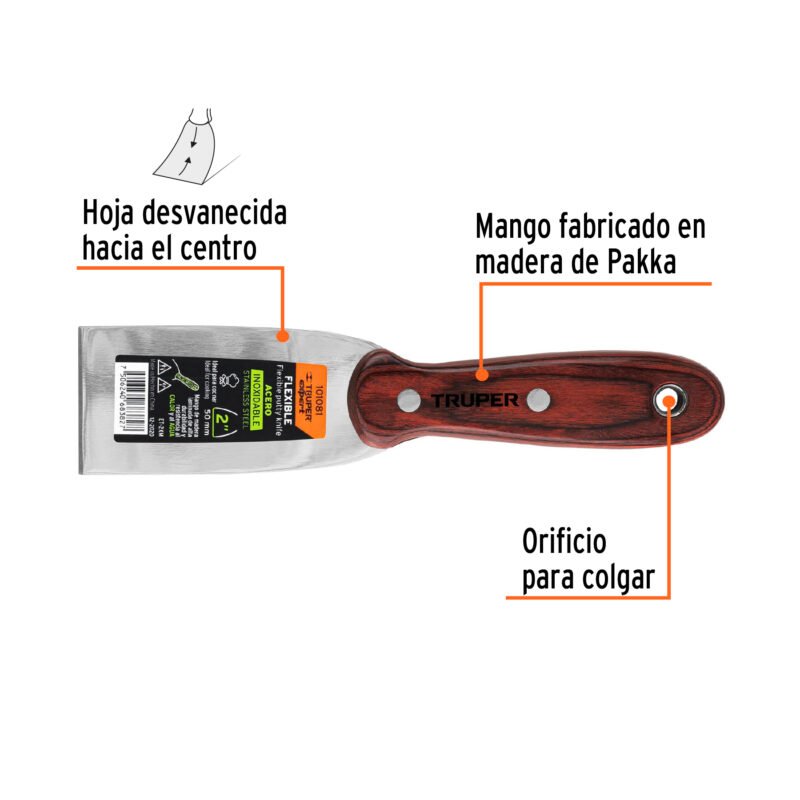 ET-2XMFC1.jpg Código: 101081 Espátula 2' acero inoxidable con mango de madera, Expert ET-2XM