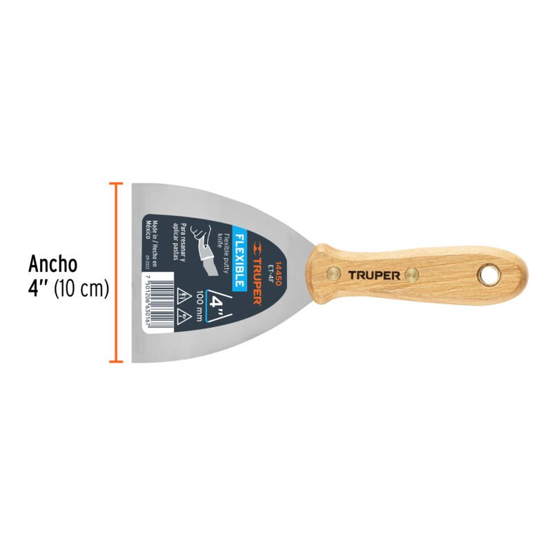 ET-4FFC2.jpg Código: 14450 Espátula flexible 4' con mango de madera, Truper ET-4F