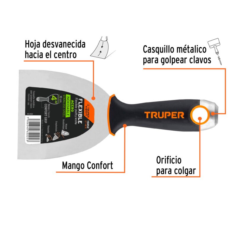 ET-4FXFC1.jpg Código: 15852 Espátula flexible 4' acero inox. mango Comfort Grip, Expert ET-4FX