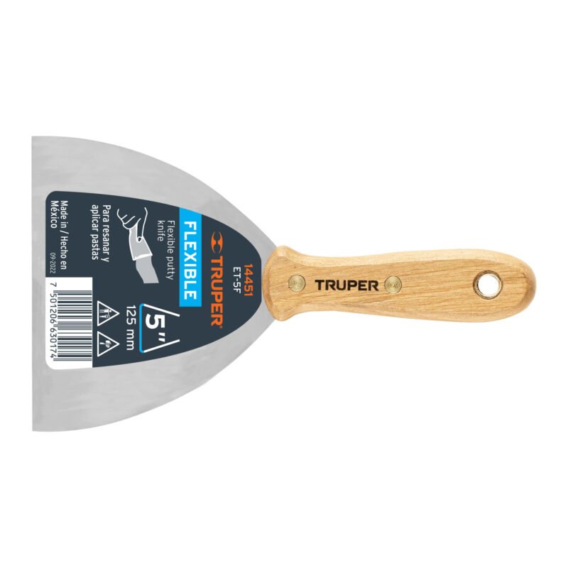 ET-5F.jpg Código: 14451 Espátula flexible 5' con mango de madera, Truper ET-5F