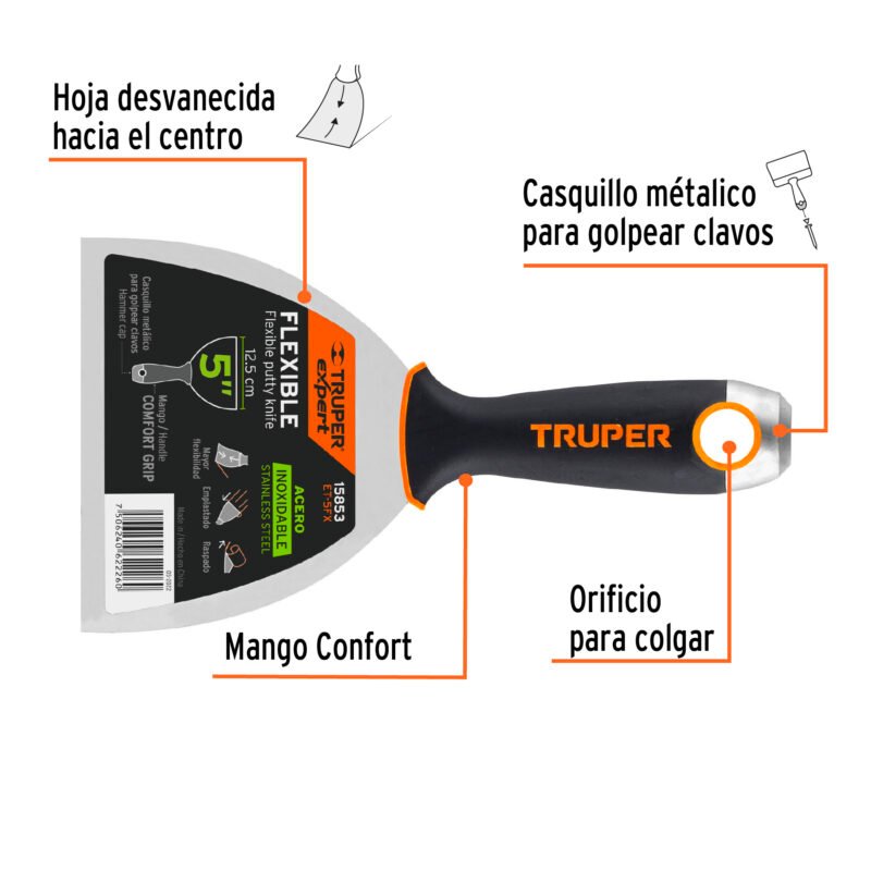 ET-5FXFC1.jpg Código: 15853 Espátula flexible 5' acero inox. mango Comfort Grip, Expert ET-5FX