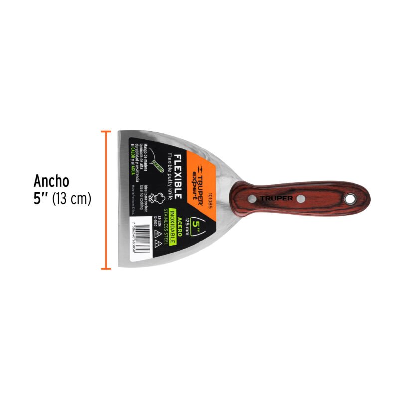 ET-5XMFC2.jpg Código: 101085 Espátula 5' acero inoxidable con mango de madera, Expert ET-5XM