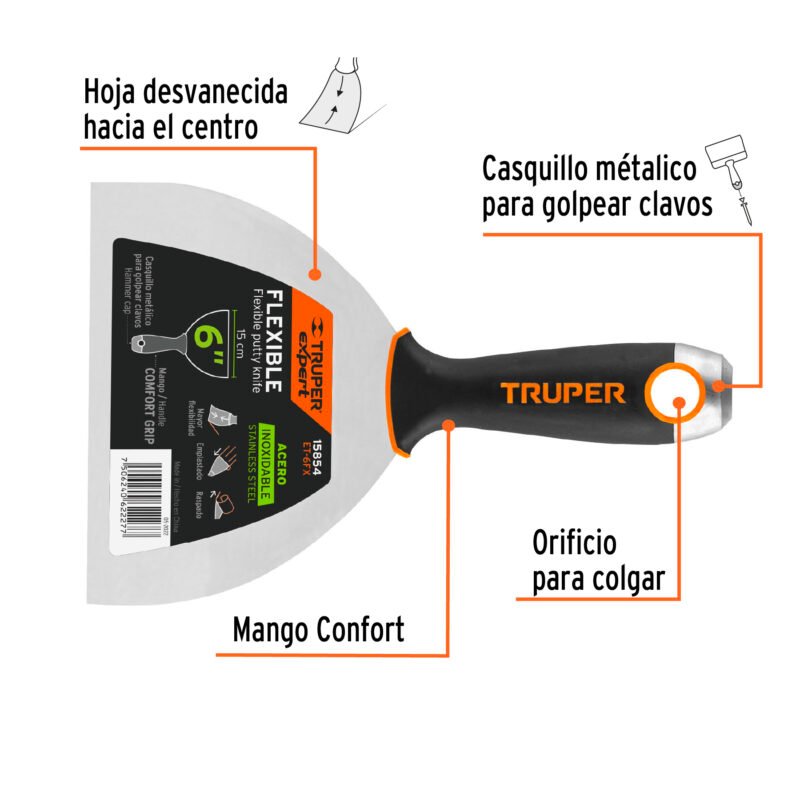 ET-6FXFC1.jpg Código: 15854 Espátula flexible 6' acero inox. mango Comfort Grip, Expert ET-6FX