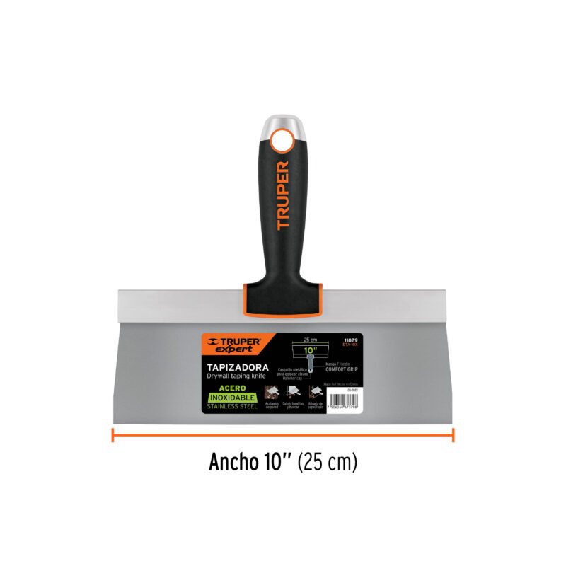 ETA-10XFC2.jpg Código: 11879 Espátula tapizadora de 10' acero inoxidable, Truper Expert ETA-10X