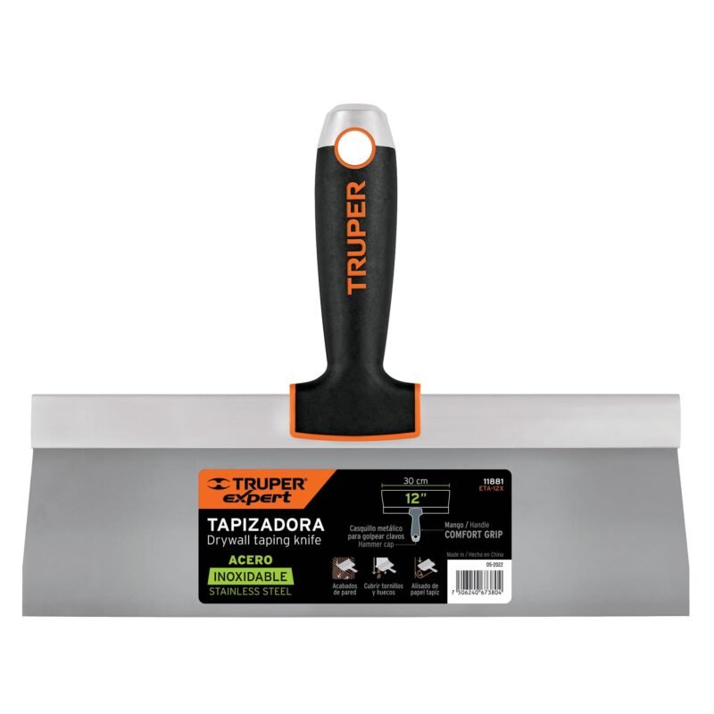Código: 11881 Espátula tapizadora de 12' acero inoxidable, Truper Expert ETA-12X