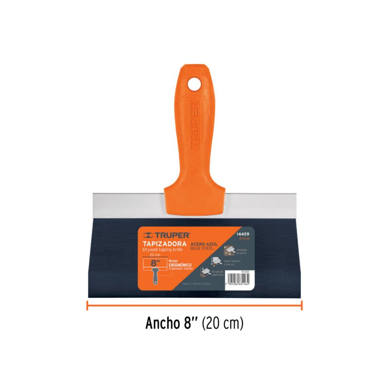 ETA-8FC2.jpg Código: 14459 Espátula tapizadora de 8' acero al medio carbono, Truper ETA-8