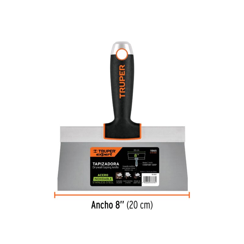 ETA-8XFC2.jpg Código: 11865 Espátula tapizadora de 8' acero inoxidable, Truper Expert ETA-8X