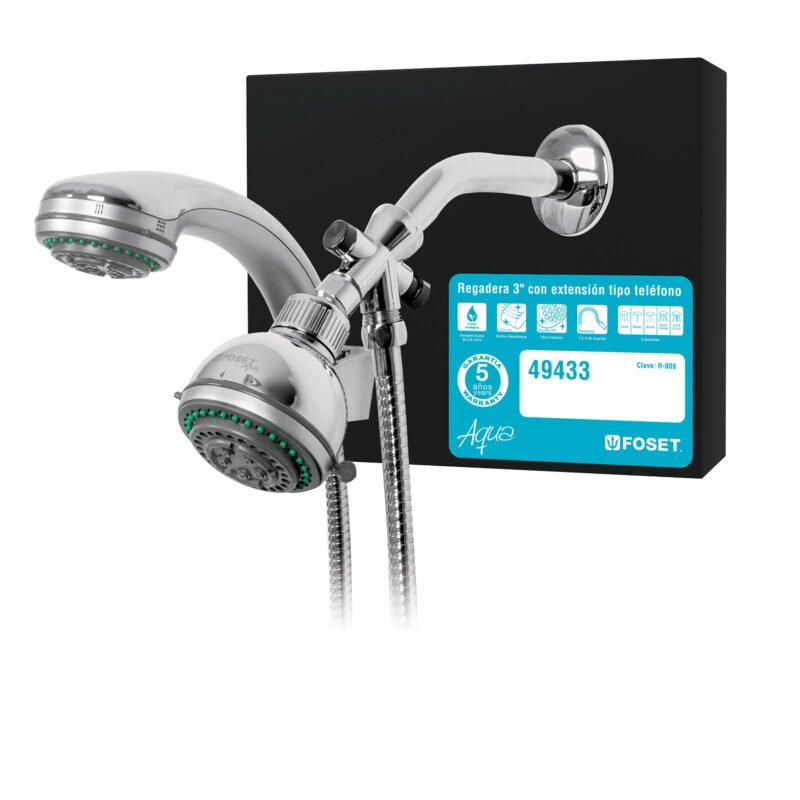 EX-R-008.jpg Código: 55802 Exhibidor de regadera con extensión tipo teléfono, Aqua EX-R-008