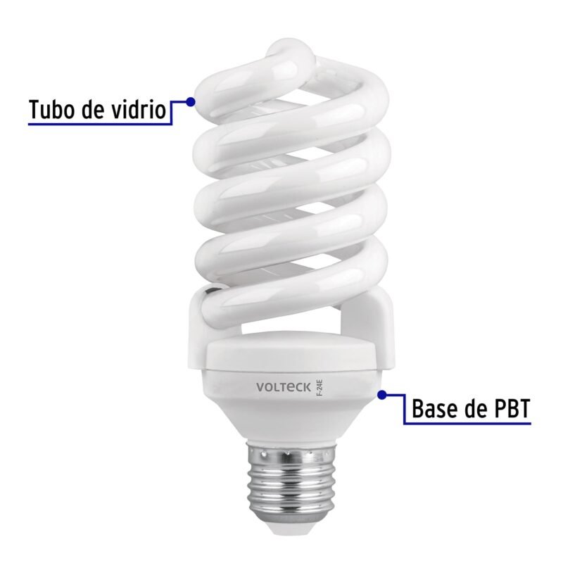 Código: 46826 Pack 4 lámparas espiral T4 24 W luz de día, caja, Volteck F-24EX4