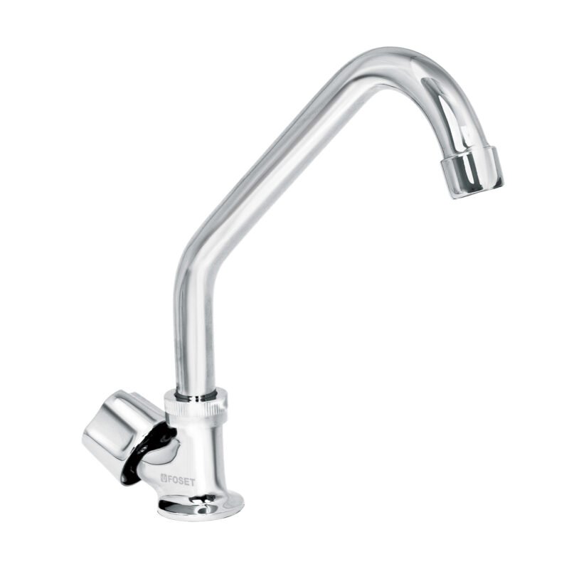 F-312.jpg Código: 49500 Llave individual fregadero, cuello corto, hexagonal, BASIC F-312