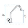 Código: 49500 Llave individual fregadero, cuello corto, hexagonal, BASIC F-312