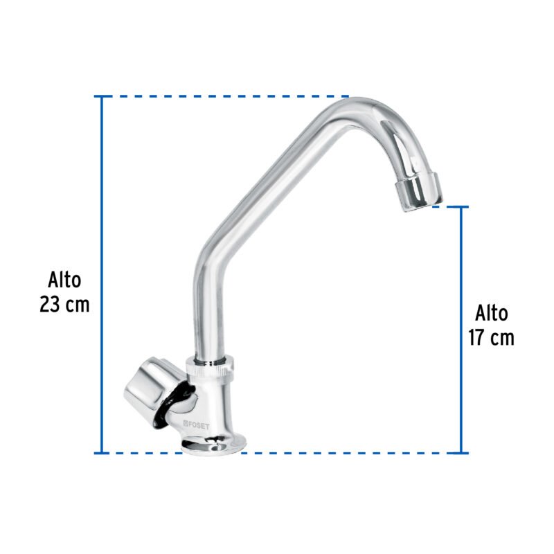 F-312FC2.jpg Código: 49500 Llave individual fregadero, cuello corto, hexagonal, BASIC F-312