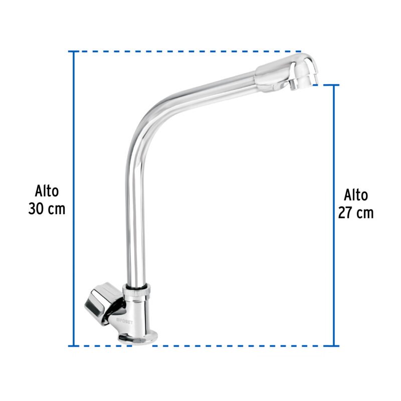 Código: 47690 Llave individual fregadero, cuello cobra, hexagonal, BASIC F-313
