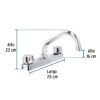 Código: 45608 Mezcladora 8' fregadero cromo, cuello corto,compresión,BASIC F-317-C