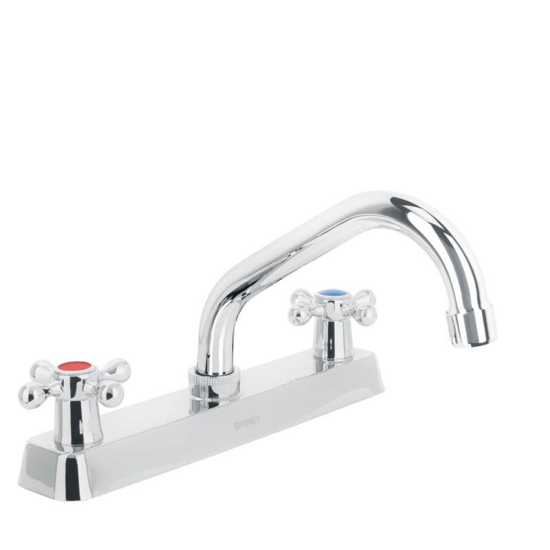 Código: 45611 Mezcladora 8' fregadero cromo, cuello corto, cruceta, BASIC F-317E