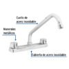 Código: 49858 Mezcladora 8' fregadero cromo, cuello largo,compresión,BASIC F-318-C