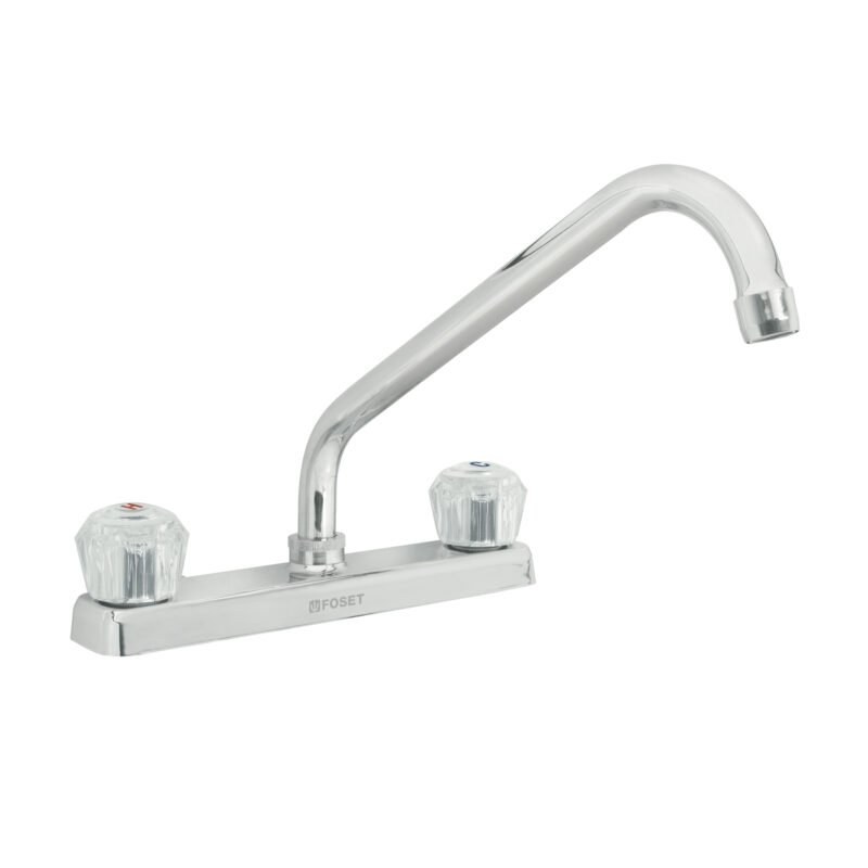 Código: 49240 Mezcladora 8' fregadero cromo, cuello largo, acrílico, BASIC F-318A