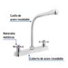 Código: 45613 Mezcladora 8' fregadero cromo, cuello cobra, cruceta, BASIC F-319E