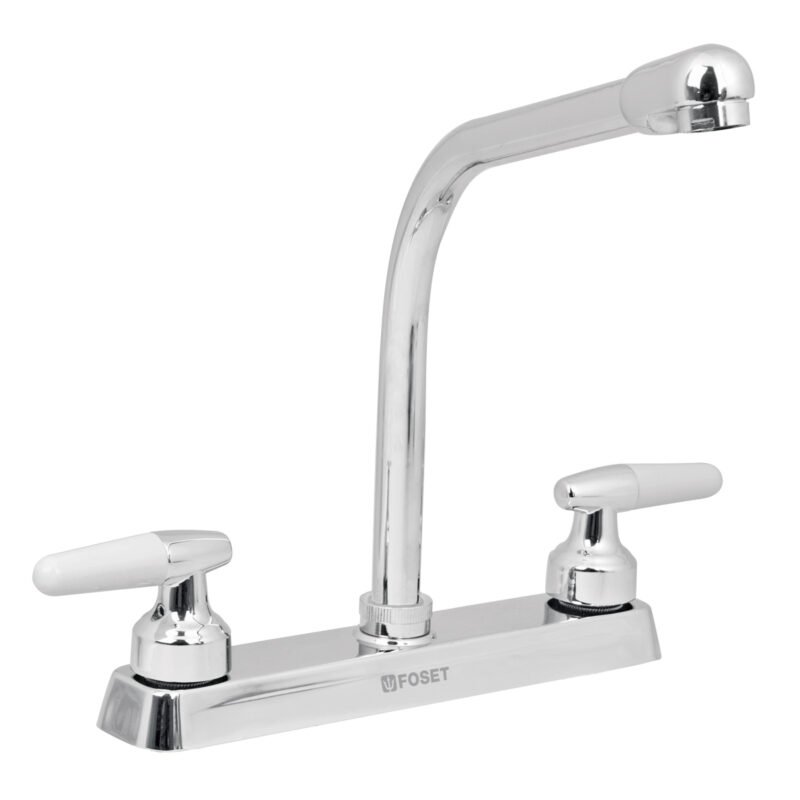 Código: 49180 Mezcladora 8' fregadero cromo, cuello cobra, cono, BASIC F-319I