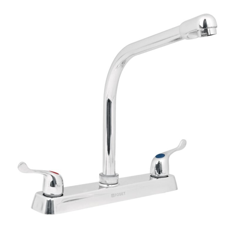 Código: 49191 Mezcladora 8' fregadero cromo, cuello cobra, palanca, BASIC F-319P