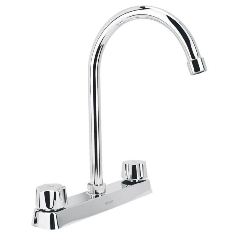 Código: 45615 Mezcladora 8' fregadero cromo, cuello curvo,hexagonal, BASIC F-320