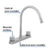 Código: 45616 Mezcladora 8' fregadero cromo, cuello curvo,compresión,BASIC F-320-C
