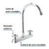 Código: 45620 Mezcladora 8' fregadero cromo, cuello curvo, cruceta, BASIC F-320E