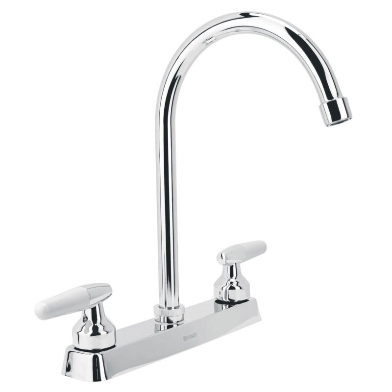 Código: 45619 Mezcladora 8' fregadero cromo, cuello curvo, cono, BASIC F-320I