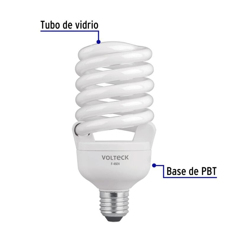 Código: 46828 Lámpara espiral T4 45 W alta potencia luz de día, caja F-45E4