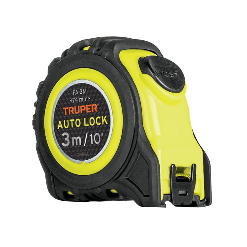 FA-3M.jpg Código: 10746 Flexómetro Auto-Lock contra impactos 3 m cinta 16 mm, Truper FA-3M