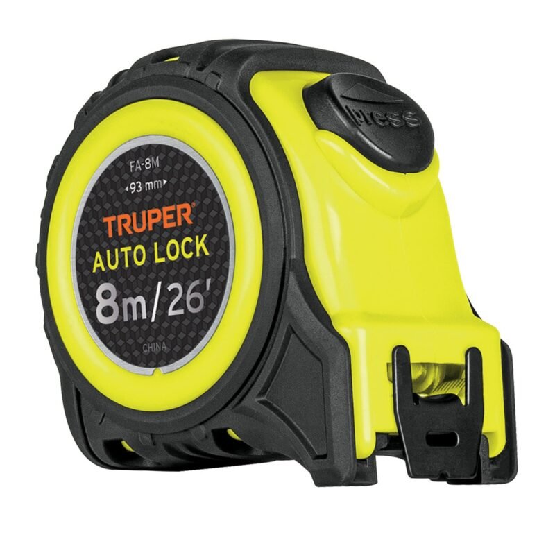 FA-8M.jpg Código: 10749 Flexómetro Auto-Lock contra impactos 8 m cinta 25 mm, Truper FA-8M