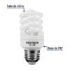 Código: 48203 Lámpara espiral mini T2 7 W luz cálida en blíster, Volteck FC-7EM