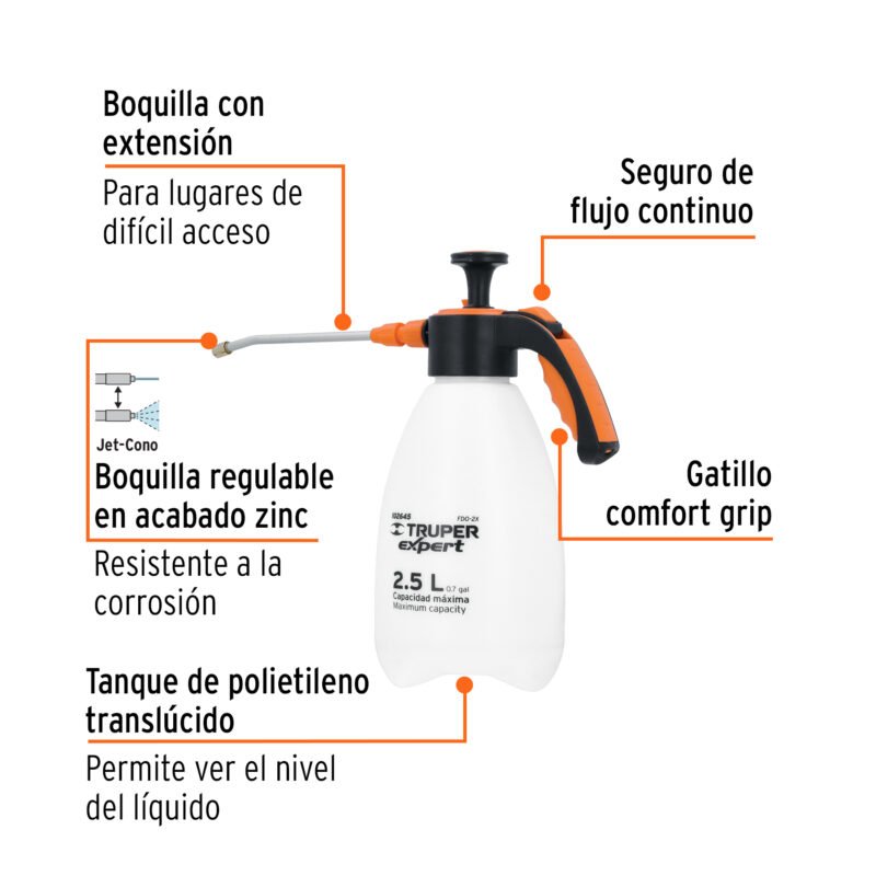FDO-2XFC1.jpg Código: 102645 Fumigador doméstico de 2.5 litros, mango ergonómico, Expert FDO-2X