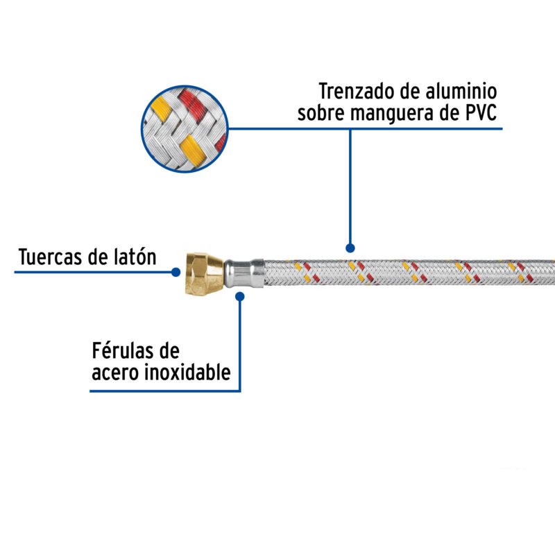 FGA-40PFC1.jpg Código: 24065 Manguera para gas, aluminio, 3/8', 400 cm, Foset Basic FGA-40P