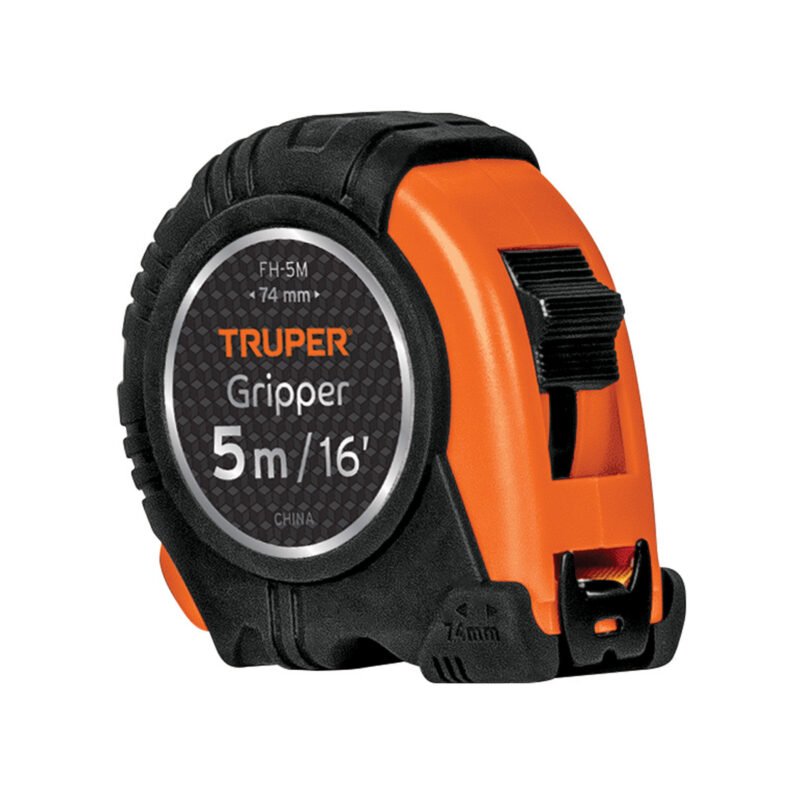 FH-5M.jpg Código: 14578 Flexómetro Gripper contra impactos 5 m cinta 19 mm, Truper FH-5M