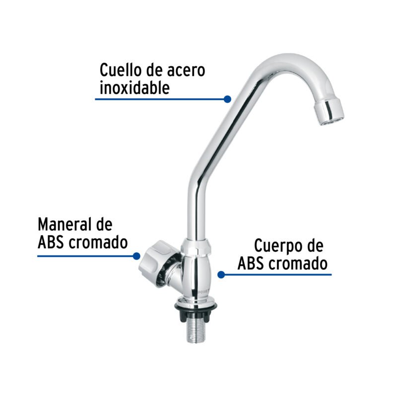 Código: 47379 Llave individual fregadero,ABS,cuello corto,hexagonal, BASIC FP-312
