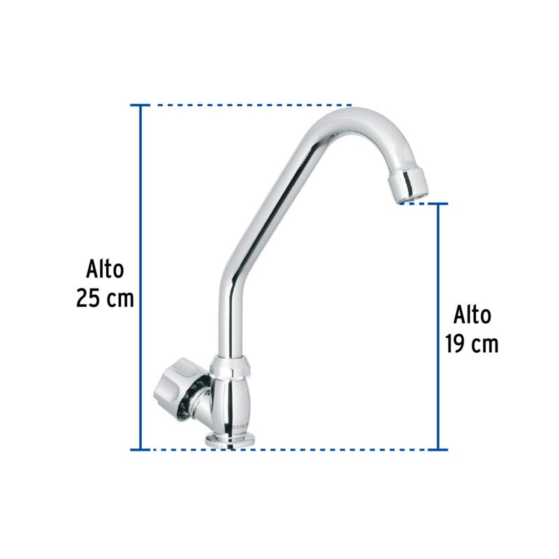 Código: 47379 Llave individual fregadero,ABS,cuello corto,hexagonal, BASIC FP-312