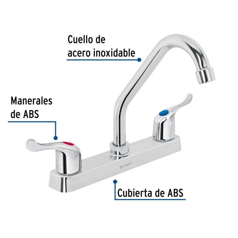 FP-317PFC1.jpg Código: 45514 Mezcladora 8' fregadero, ABS, cuello corto, palanca, BASIC FP-317P