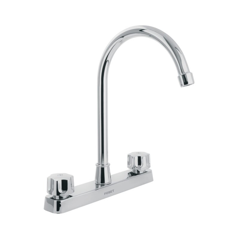 Código: 48193 Mezcladora 8' fregadero, ABS, cuello curvo, hexagonal, BASIC FP-320