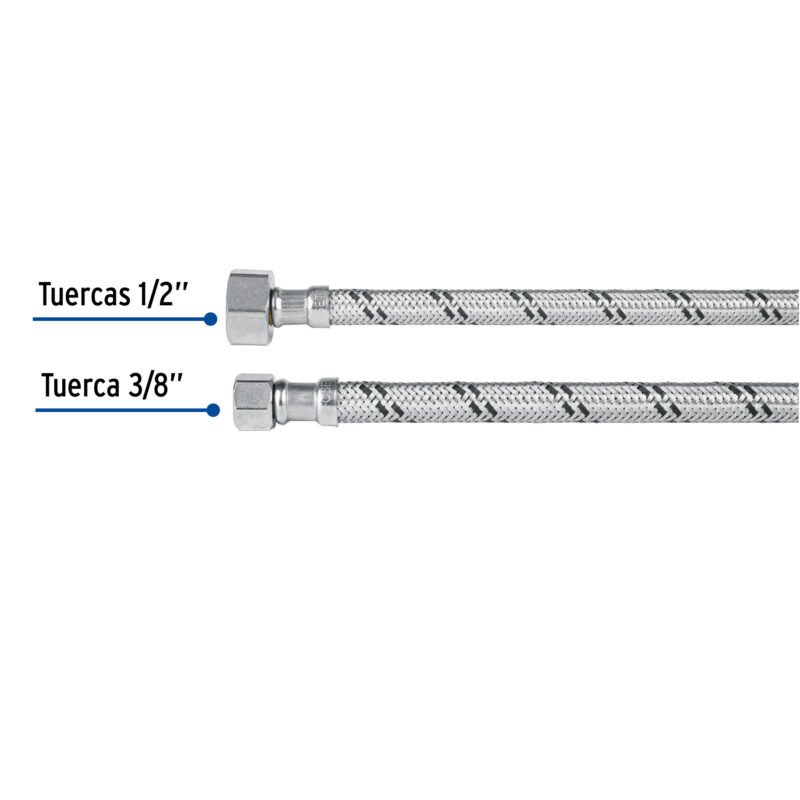 FTE-55XLFC2.jpg Código: 45506 Manguera 'T' lavabo/fregadero,acero inox,3/8'x1/2'x1/2',55cm FTE-55XL