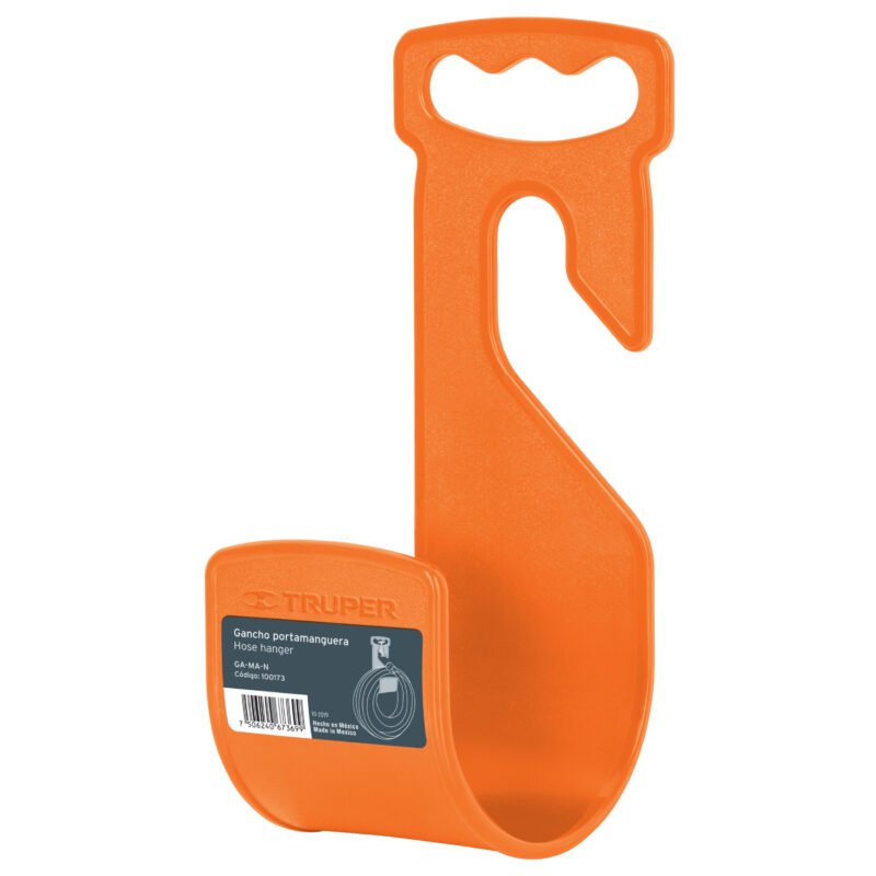 GA-MA-N.jpg Código: 100173 Gancho plástico naranja para manguera de jardín, Truper GA-MA-N