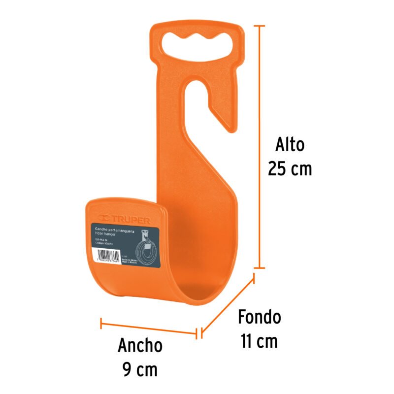 GA-MA-NFC2.jpg Código: 100173 Gancho plástico naranja para manguera de jardín, Truper GA-MA-N