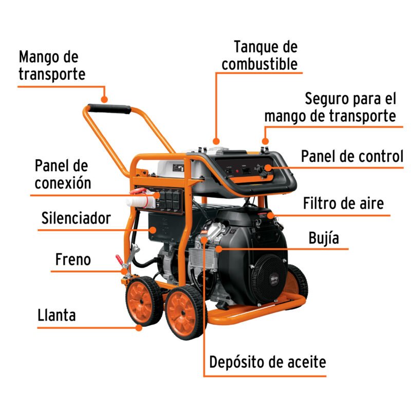 GEN-100XFC1.jpg Código: 14359 Generador portátil 10 kW motor a gasolina, TRUPER GEN-100X