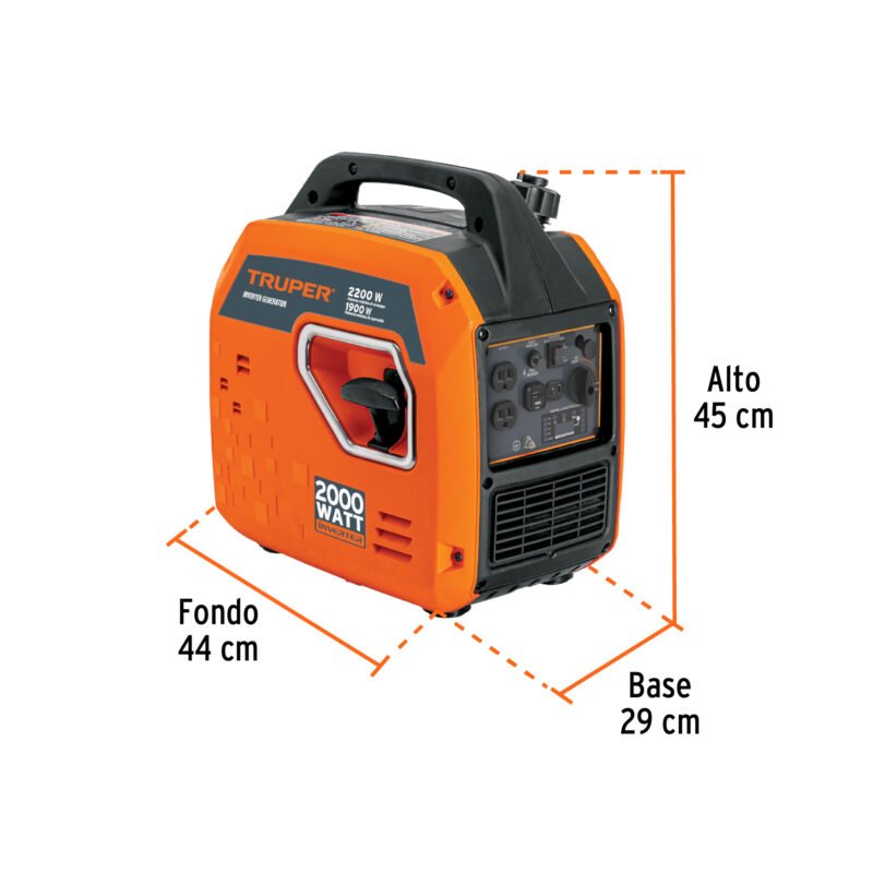 GEN-200FC2.jpg Código: 103278 Generador silencioso inverter 2.2kW, 80 cc, encendido manual GEN-200